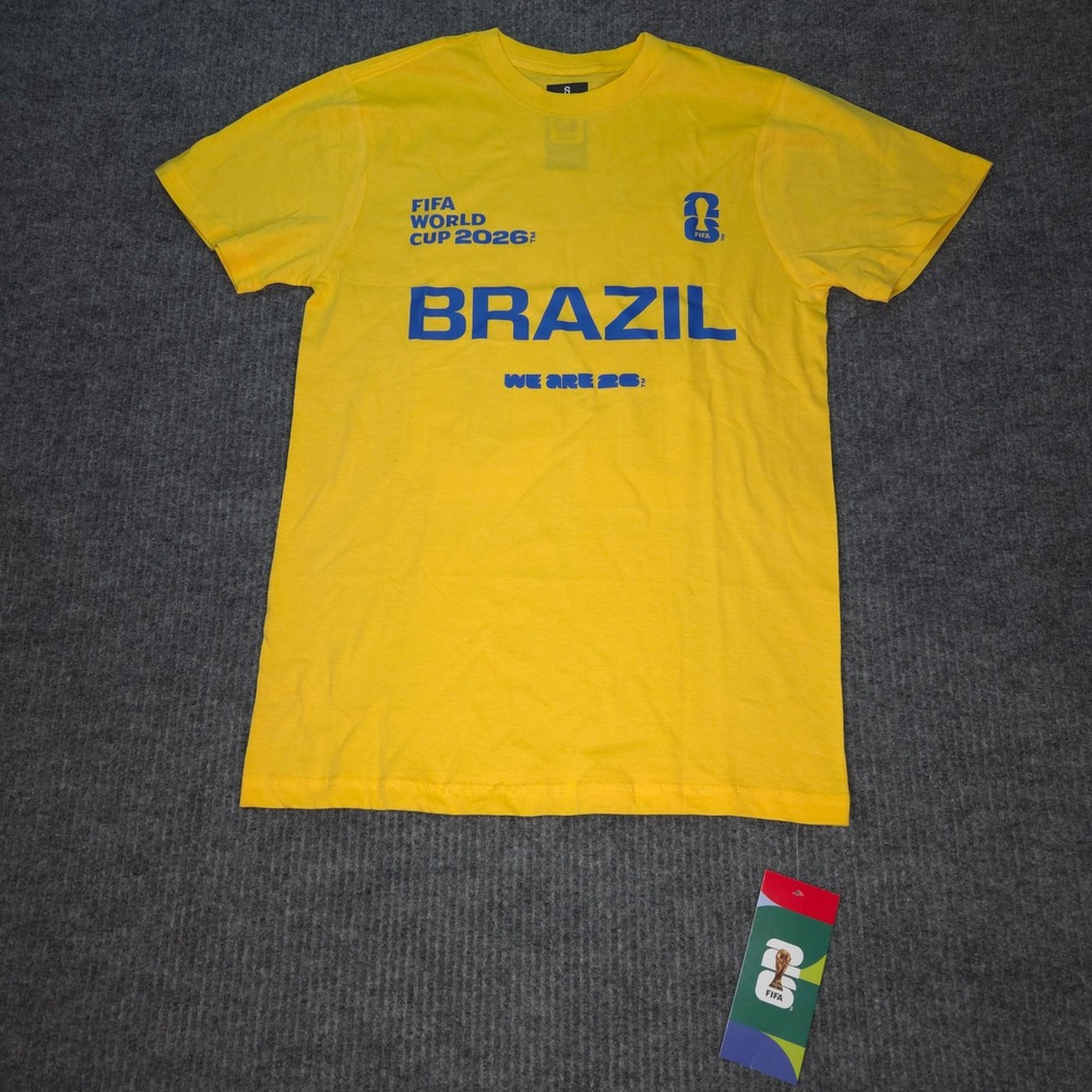 FIFA World Cup 2026 Brazil T Shirt Mens Small Yellow Soccer Fan Graphic We Are